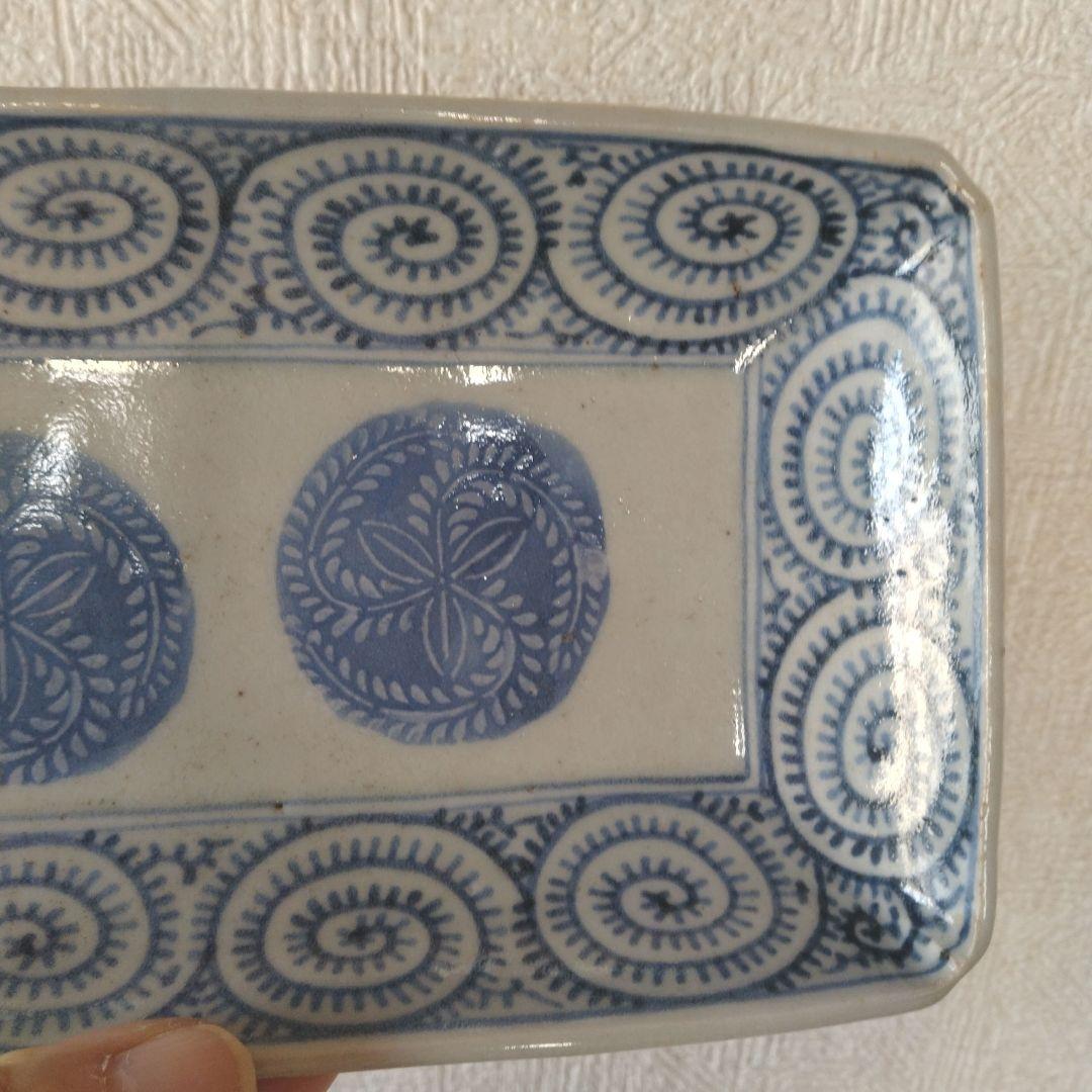 《新春セール！》古伊万里切込焼蛸唐草長皿二客