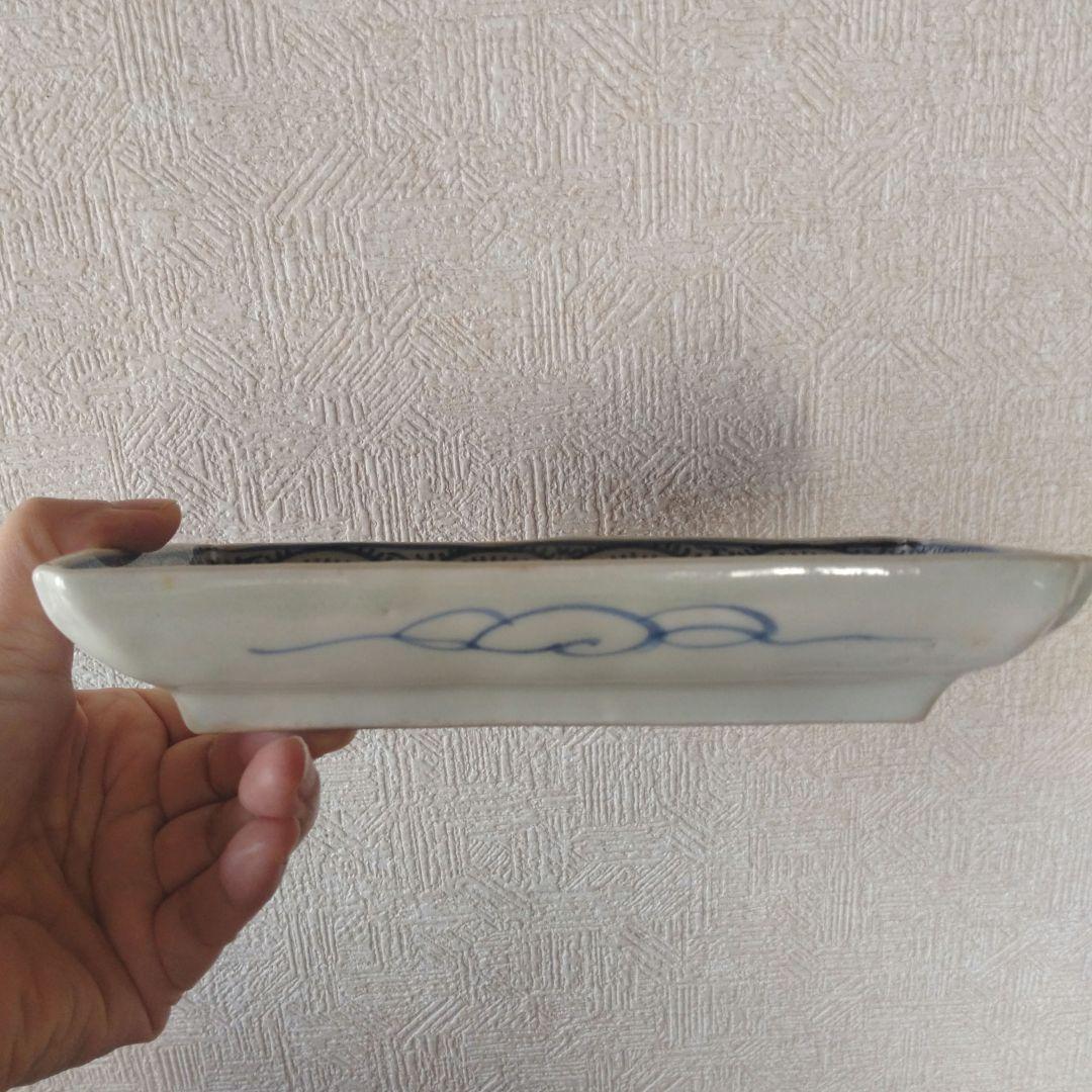 《新春セール！》古伊万里切込焼蛸唐草長皿二客