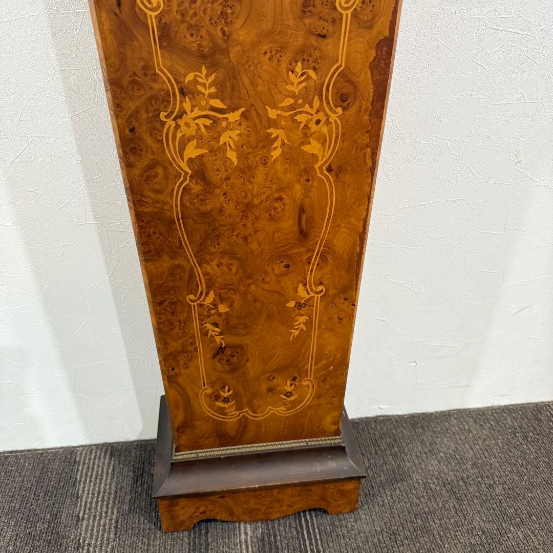 スペイン製　アンティーク　時計台　花台　真鍮　象嵌　大理石