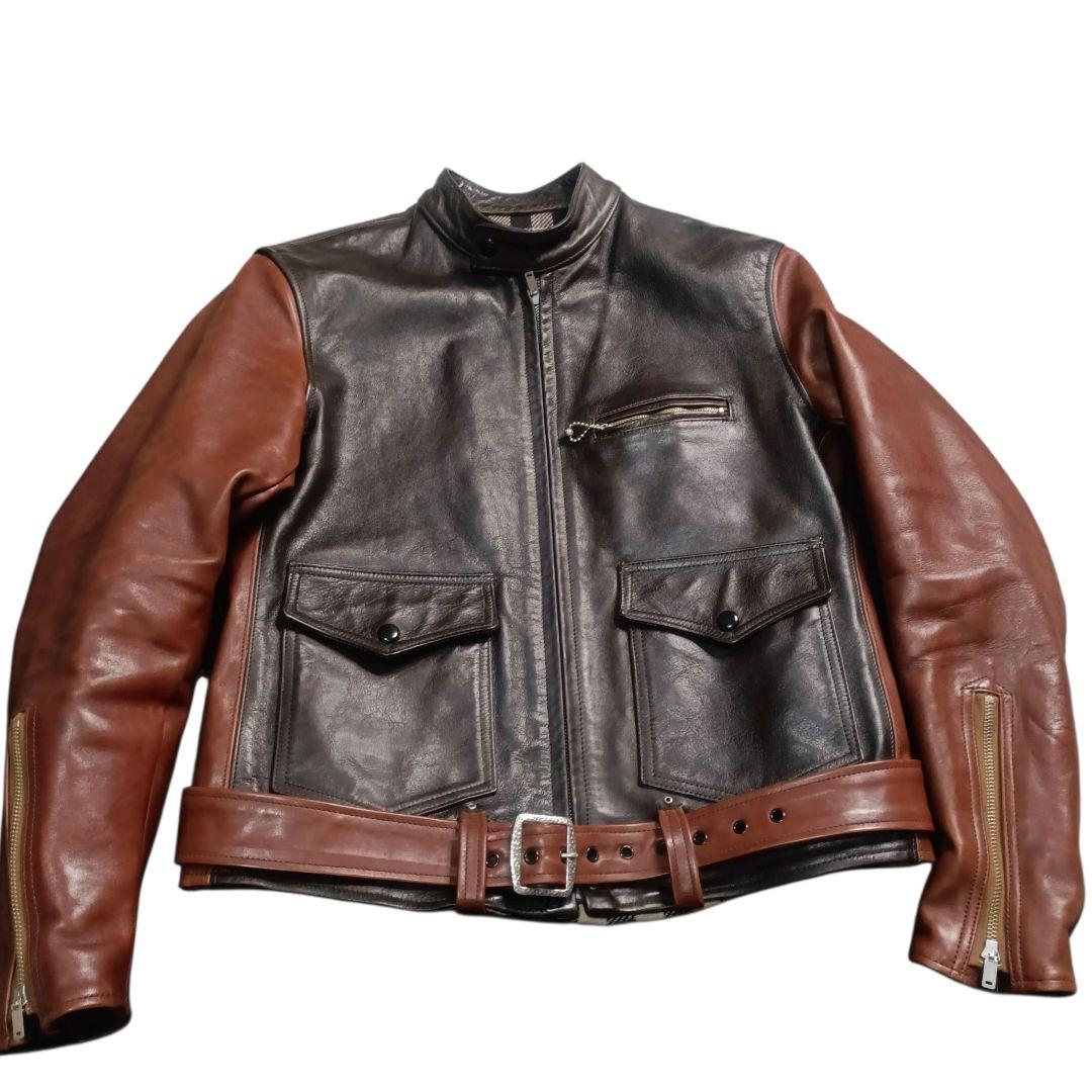 ✨The REAL McCOY'S ホースハイド ベルト付 シングルライダース