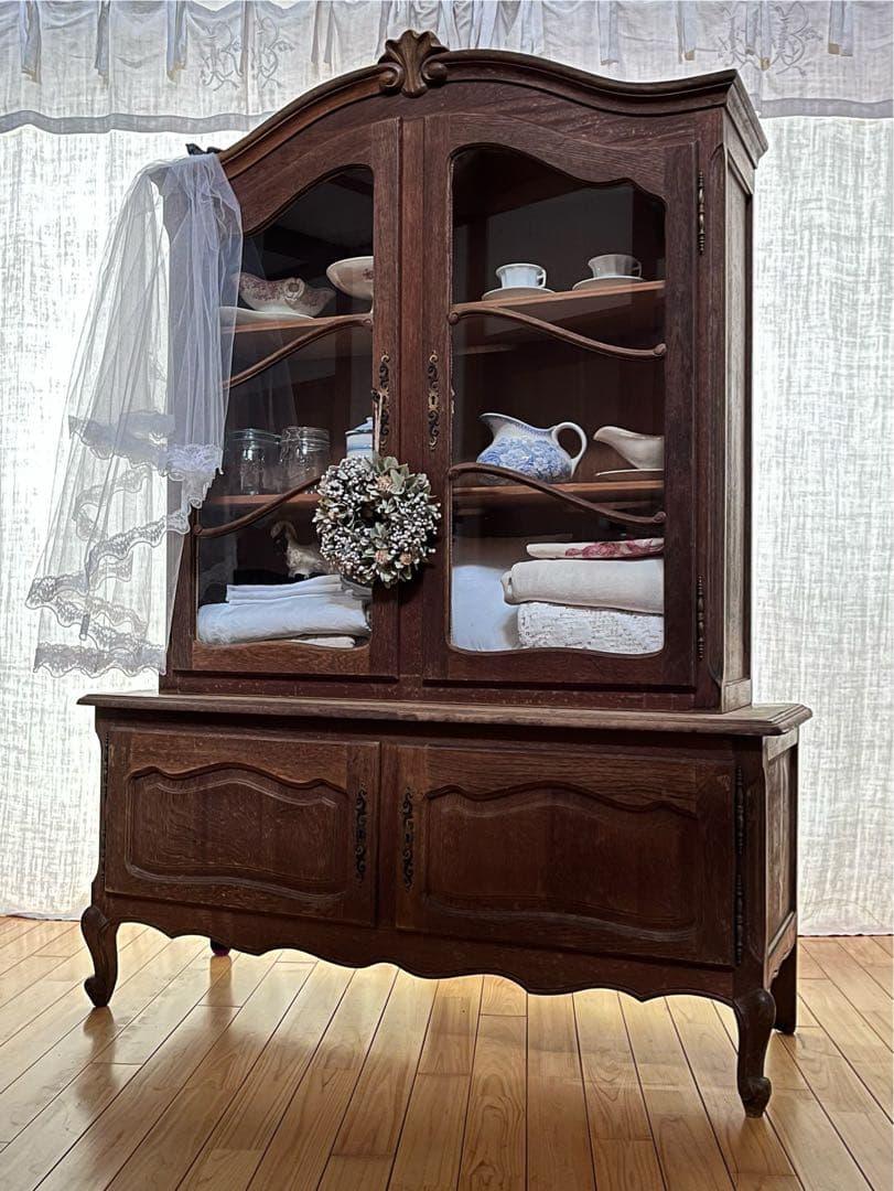 【美品】フランスアンティーク ルイ15世 オーク材の装飾家具 送料込[3295]