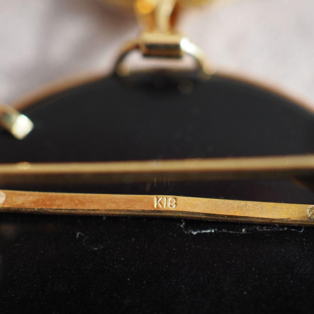 K18 18金 瑪瑙 メノウ カメオ ブローチ ネックレス