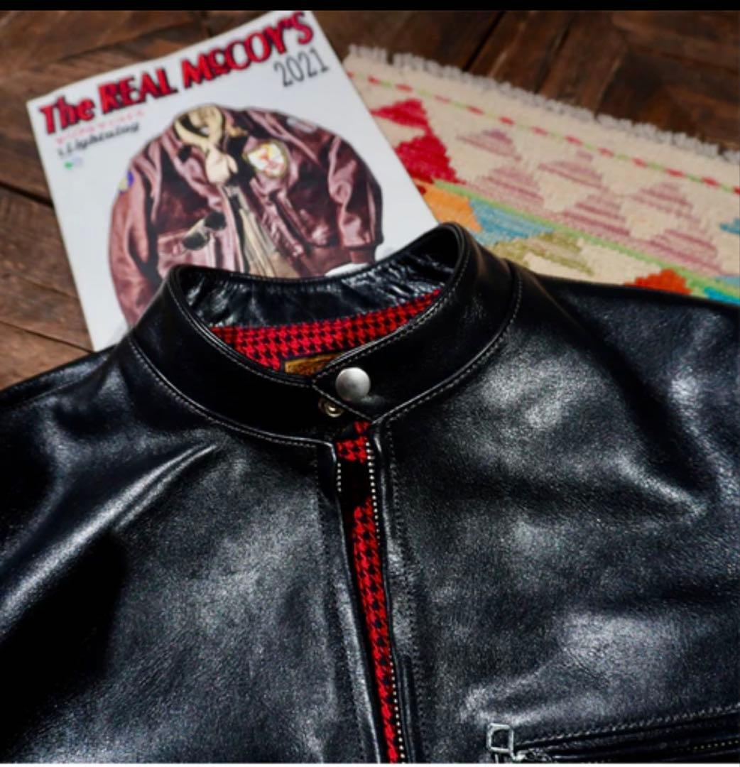 茶芯 ホースハイドレザー シングルライダースジャケット 黒