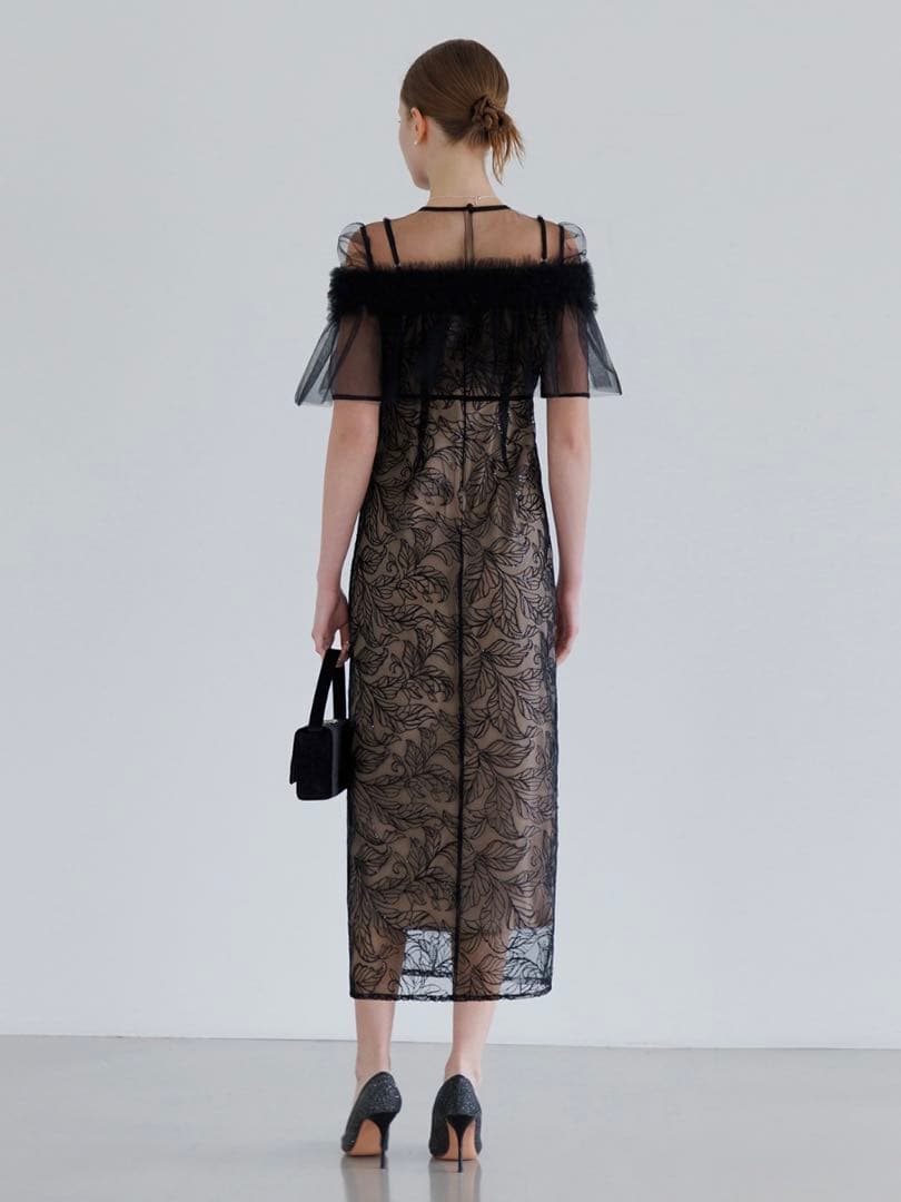 3WAYフラワーチュールアシンメトリーIラインワンピースドレス結婚式二次会成人式