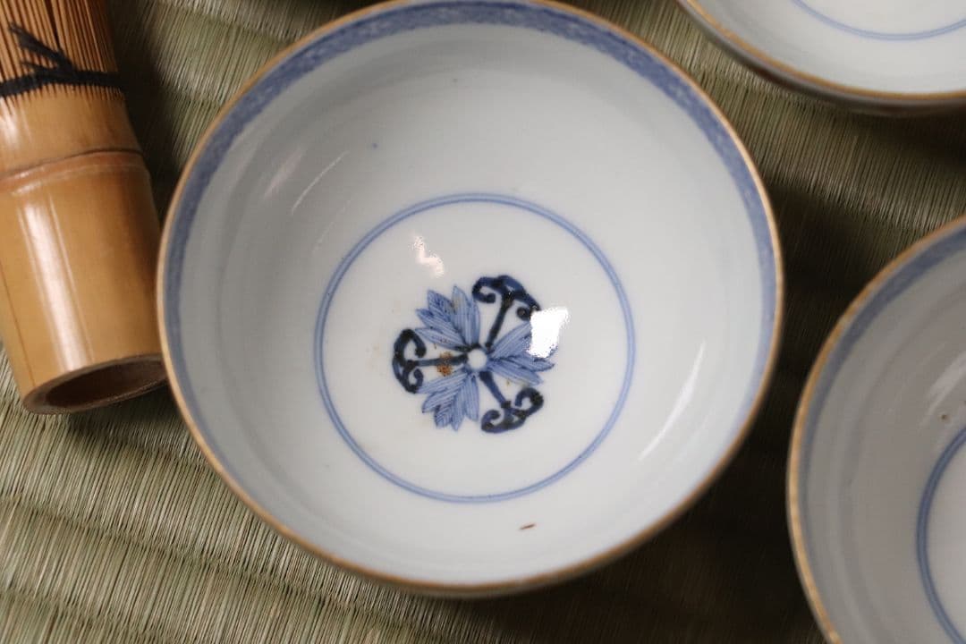 太明年製 赤玉瓔珞文 古伊万里 茶呑 茶碗 口径9.4cm 色絵 錦手MA423