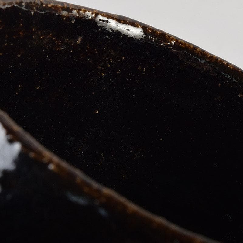 茶道具　楽吉左衛門作　鳳凰文　黒楽茶碗　共箱　M　R9451