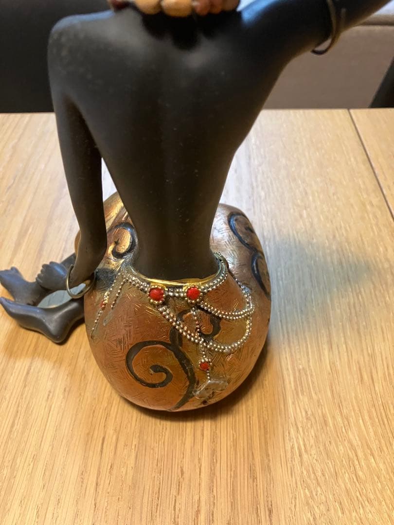 アフリカンスタイル 陶器 置物 2点セット