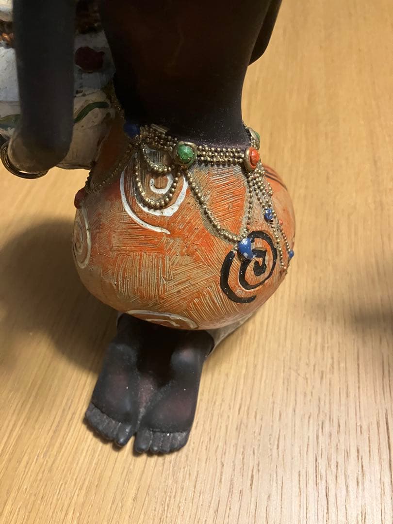 アフリカンスタイル 陶器 置物 2点セット