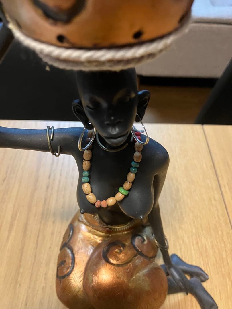 アフリカンスタイル 陶器 置物 2点セット