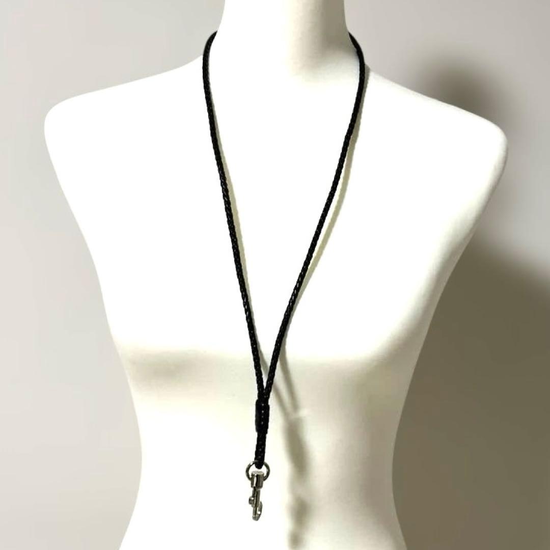 Bottega Veneta レザー ネックストラップ イントレチャート 黒