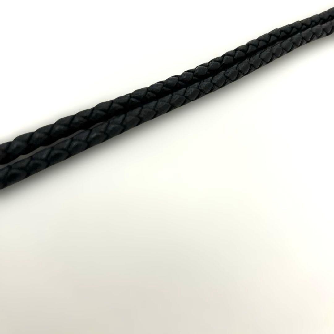 Bottega Veneta レザー ネックストラップ イントレチャート 黒