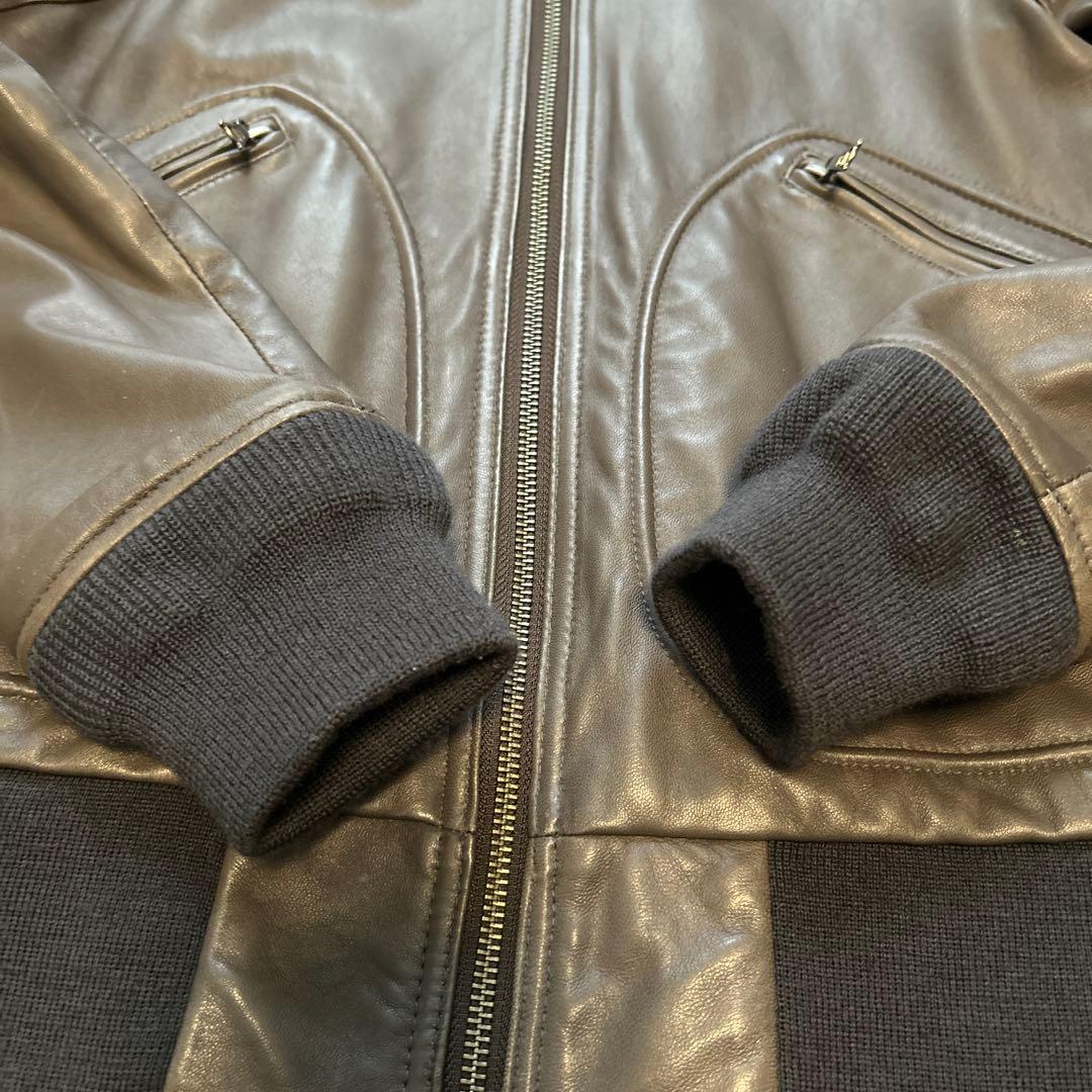 ヒステリックグラマー　グレー　レザー シングルライダースジャケット