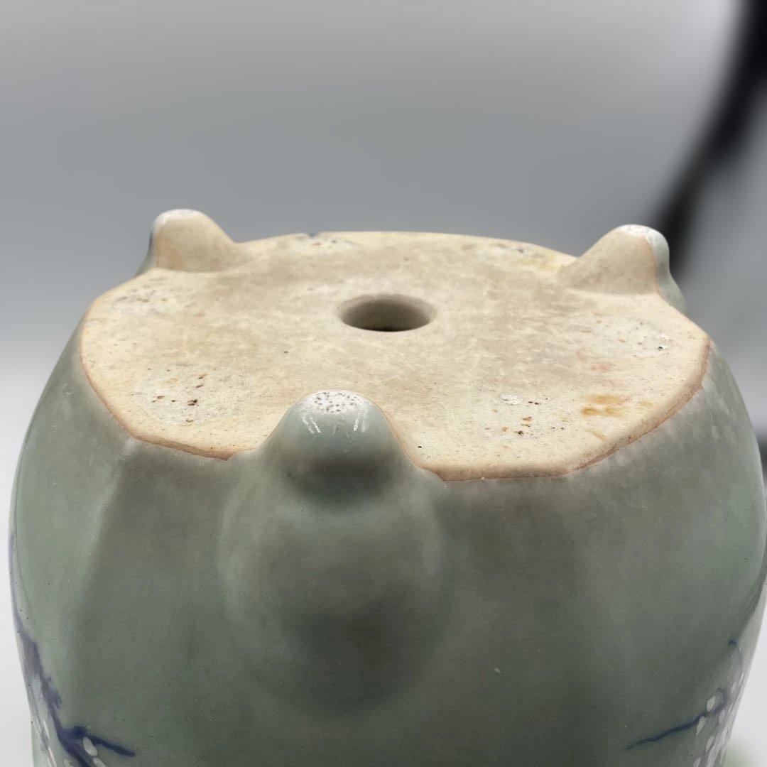 瀬戸 梅文 青磁 植木鉢 盆栽鉢 梅鉢 時代物　❷個セット