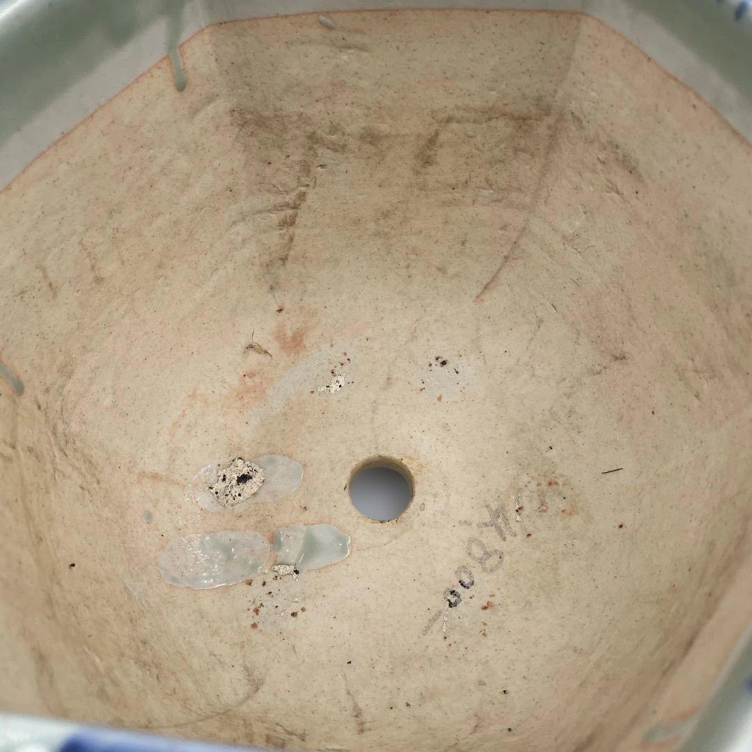 瀬戸 梅文 青磁 植木鉢 盆栽鉢 梅鉢 時代物　❷個セット