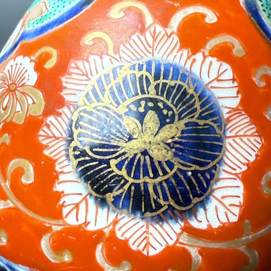 古伊万里　赤絵草花文様急須　アンティーク　ティーポット　桐箱付　江戸後期　大聖寺