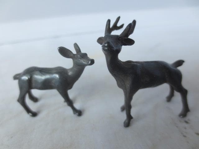 鹿添配　一対　銀製？　添景　添え飾り