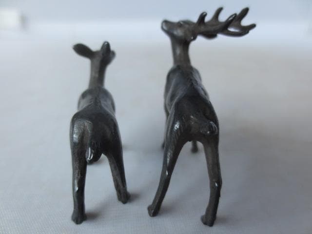 鹿添配　一対　銀製？　添景　添え飾り
