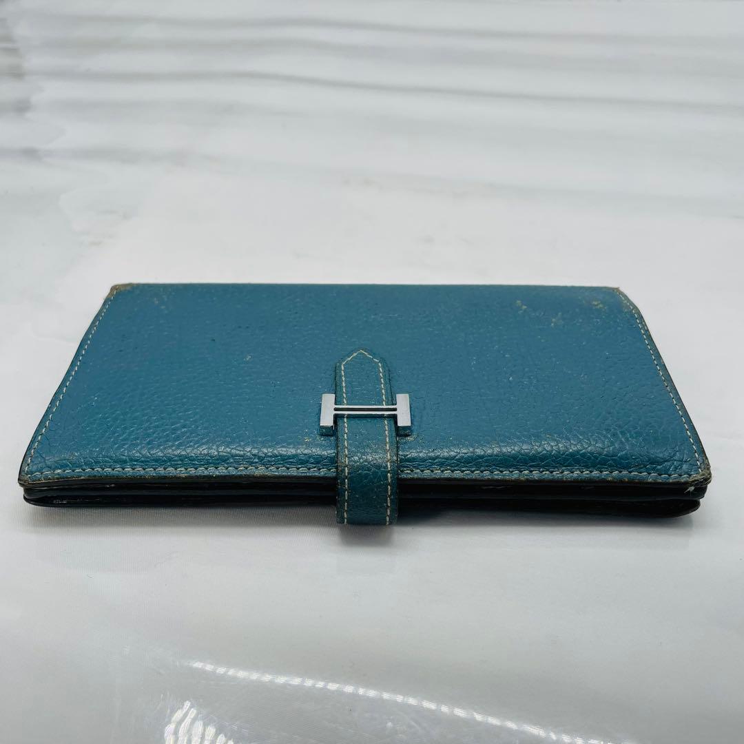 【kk/12.16/10】HERMES 財布 ベアンスフレ ヴォーエプソンブルー