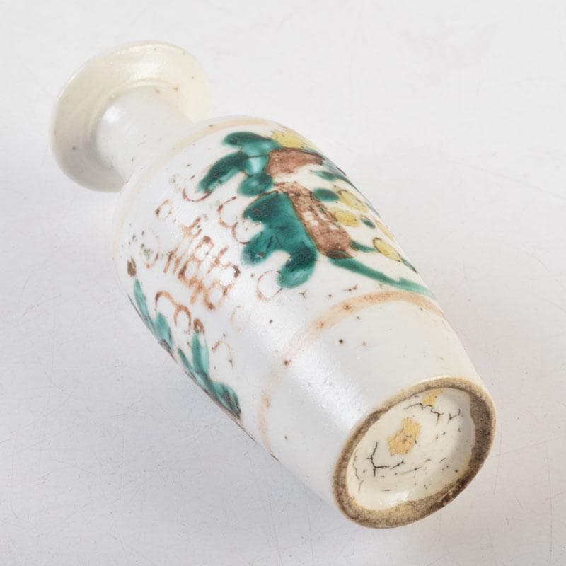 中国　支那　三彩　花文瓶　花瓶　唐木台付　時代箱　C　9013