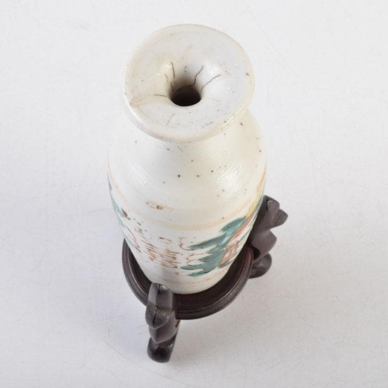 中国　支那　三彩　花文瓶　花瓶　唐木台付　時代箱　C　9013