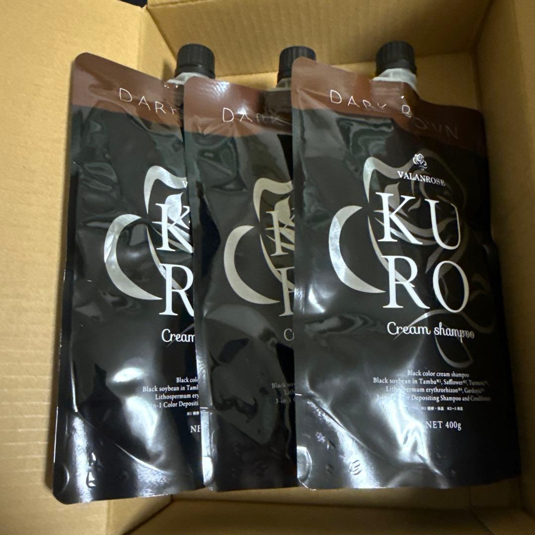 VALANROSE KURO Cream Shampoo ダークブラウン 3個
