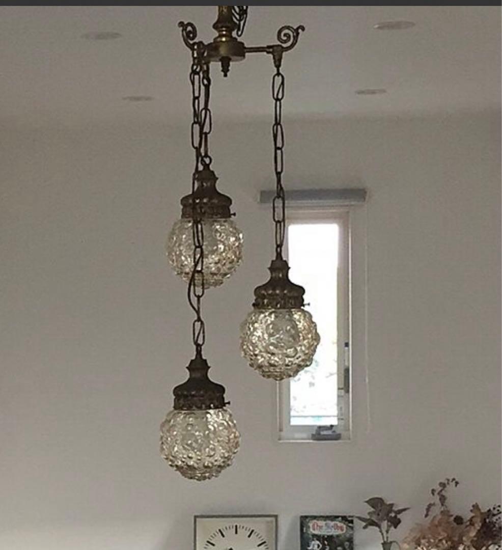 ヴィンテージ3灯バブルガラス　ペンダントライト