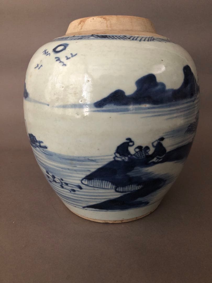 中国骨董　陶器　青花紋　壺　清朝　1985年香港スタンレーにて購入