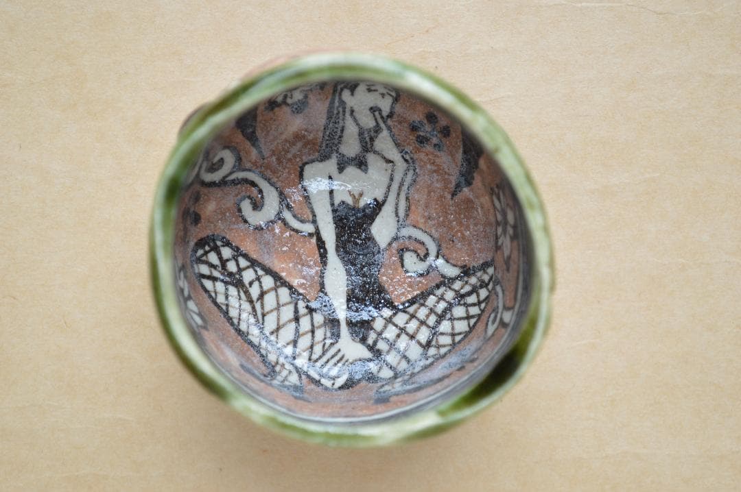 深見文紀作　漫画織部 バニーガール文　ぐい呑　共箱