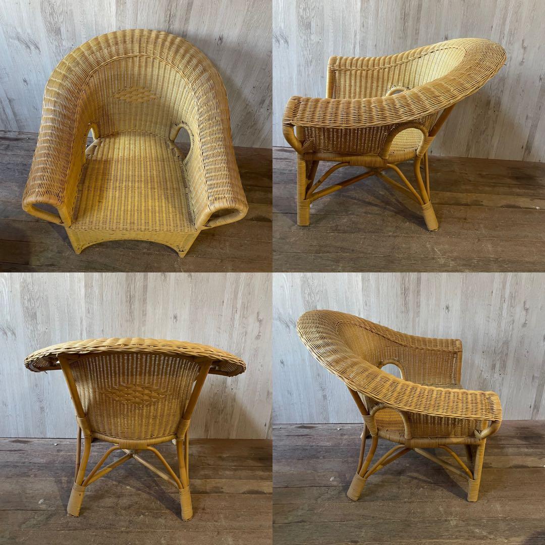 ラタン ダイニングセット 4点 ビンテージ アンティーク家具 ラタン家具 籐