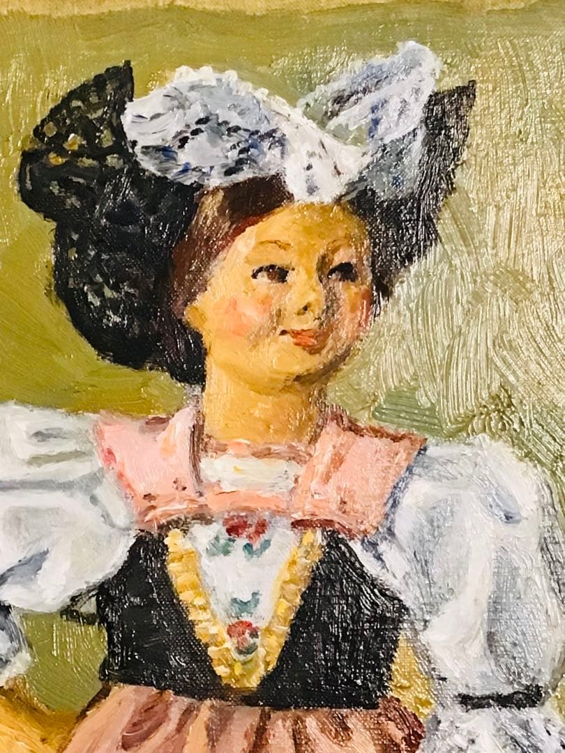 ◉高島屋購入・真作保証◉生誕130年・一陽会・洋画家・鱸利彦◉人形◉油彩画SM寸