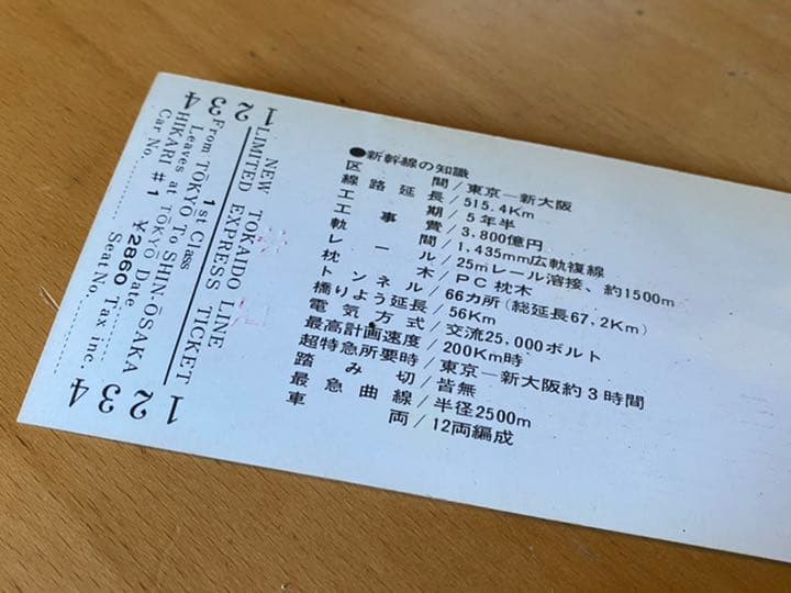 【稀少】昭和39年 国鉄 東海道新幹線 開業記念 見本チケット JNR