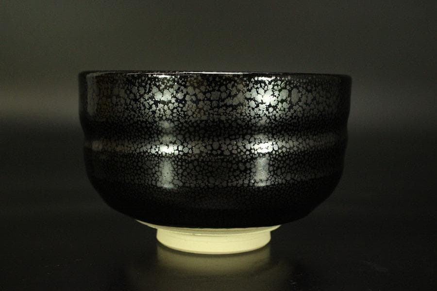茶道具 天野達夫 油滴茶碗 共箱 師清水六兵衛(A257)