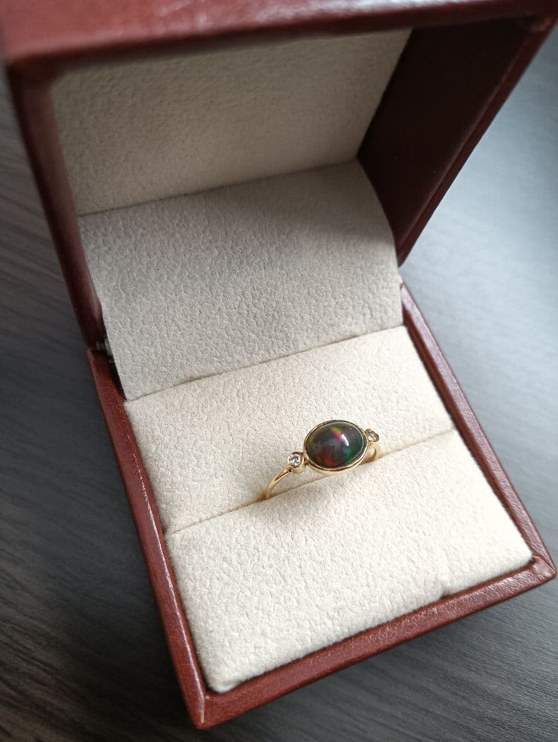 ブラックオパール ダイヤモンドリング ９号