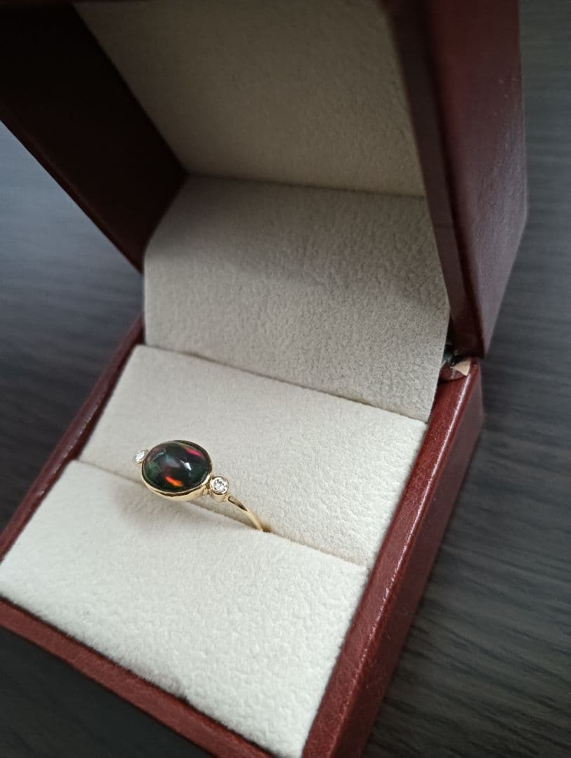 ブラックオパール ダイヤモンドリング ９号