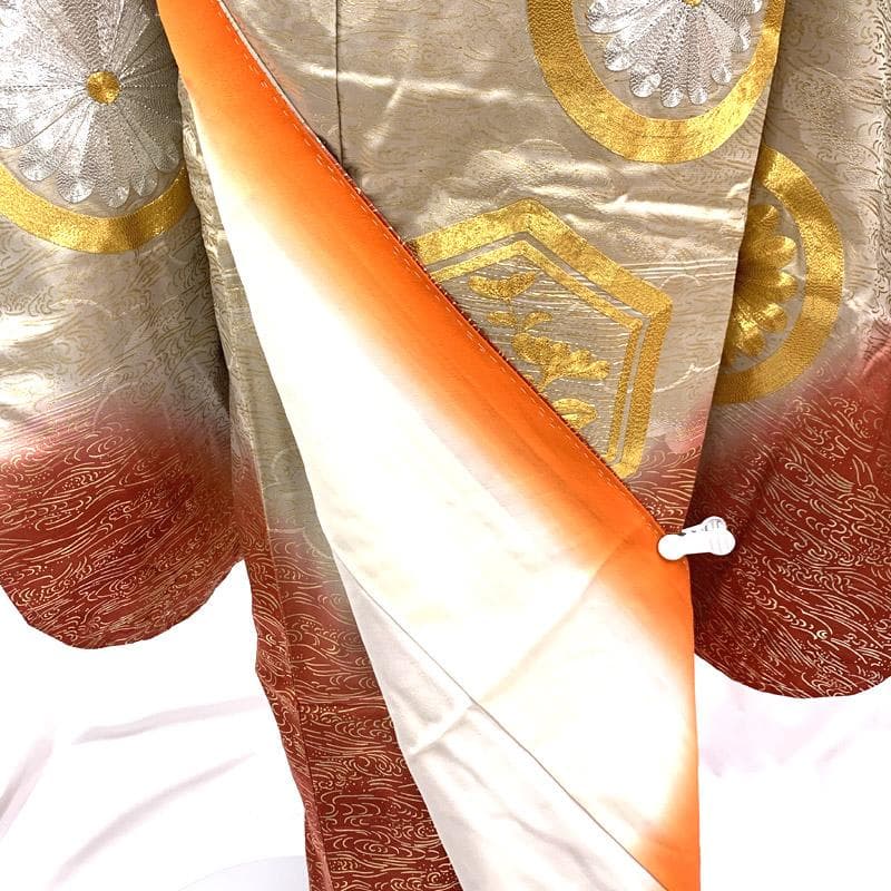 510aj15■ハーフ成人式 卒業式 女児 着物&袋帯&長襦袢 金彩■良好