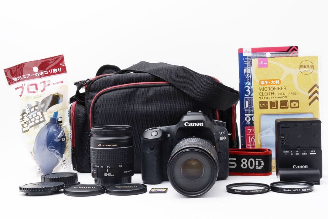 保証付き/フルサイズ/Canon EOS80D標準&望遠ダブルレンズセット