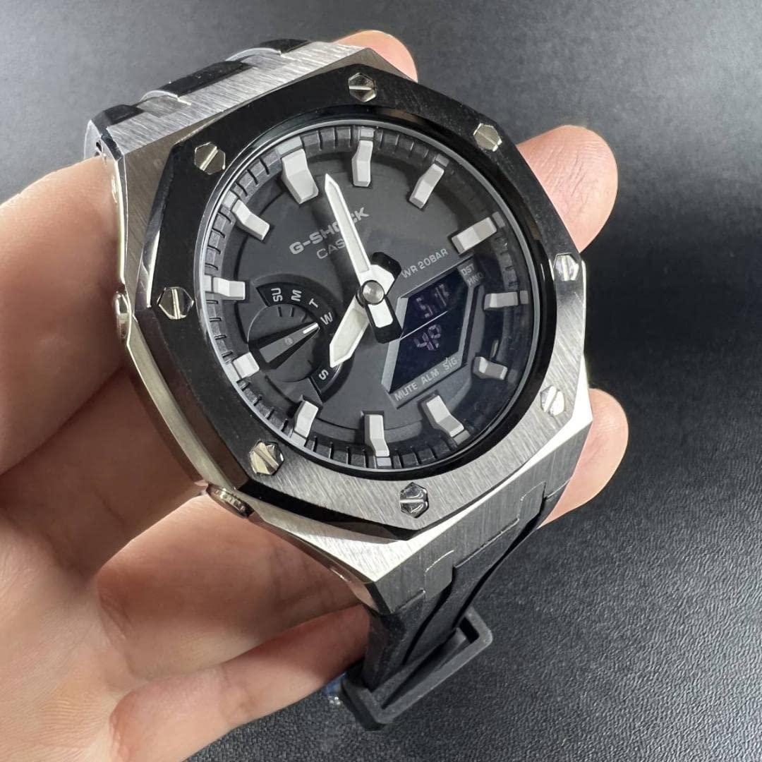 GA-2100 GA-2110 第四世代ベゼル&ベルト カスタム パーツ 銀＆黒