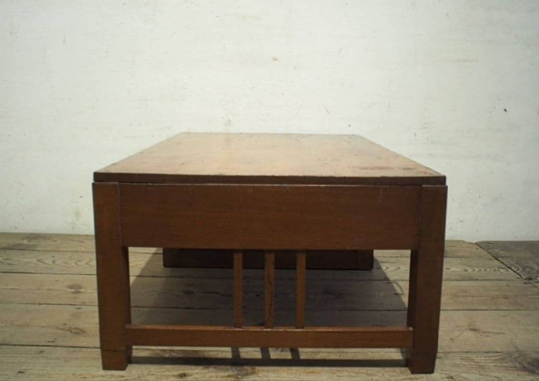 1044 ビンテージ　ロータイプの片袖机　ローテーブル　展示台　収納棚　レトロ