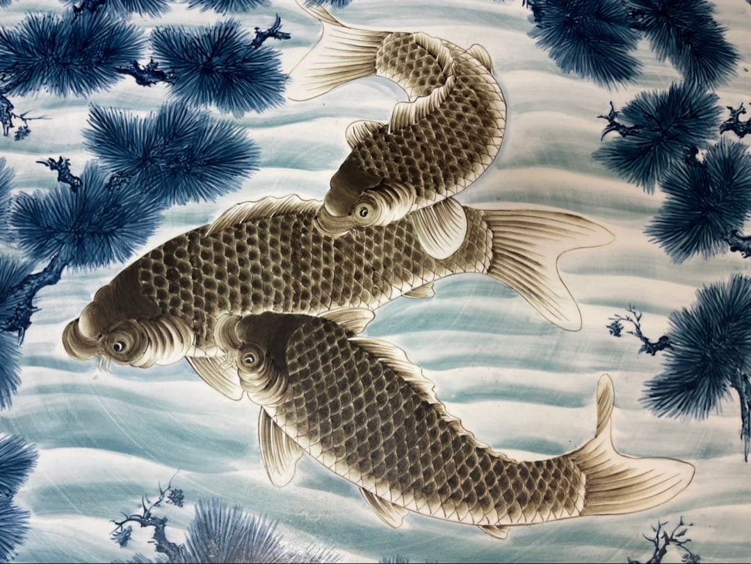 超希少 極上 有田焼 手描き 遊鯉紋 テーブル スツール 椅子 机