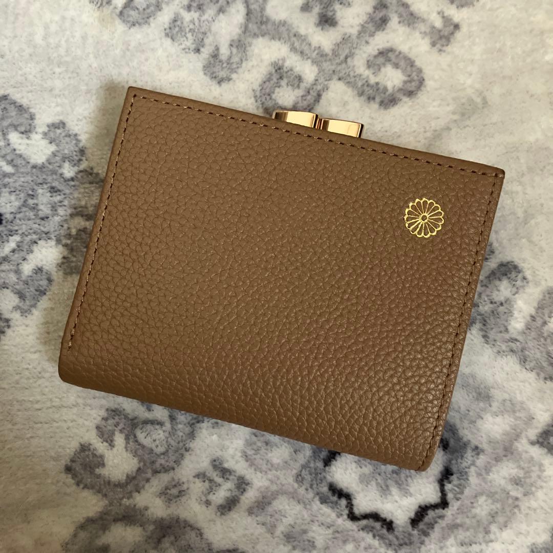 皇居　本革がま口財布　モカブラウン