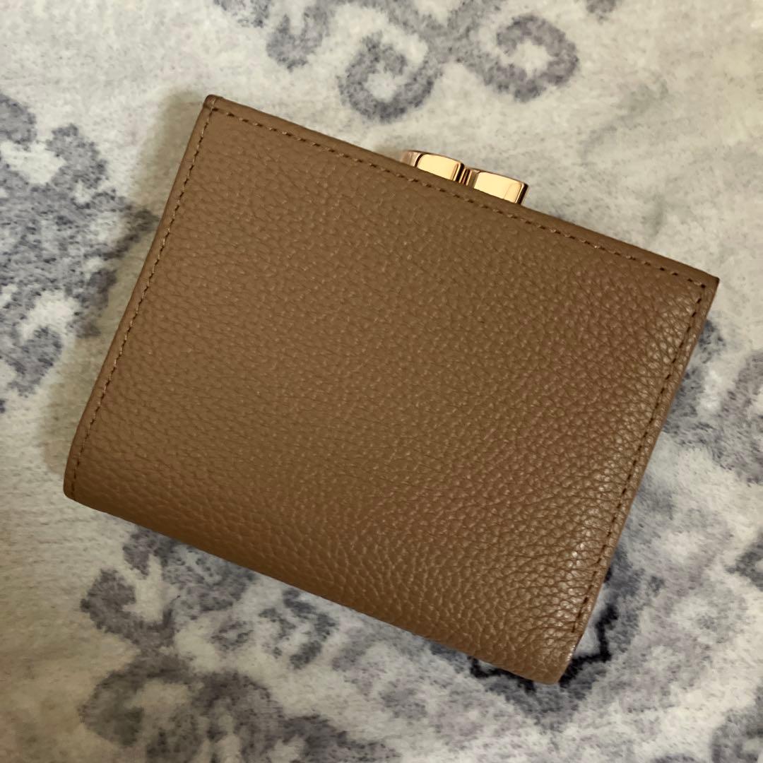 皇居　本革がま口財布　モカブラウン