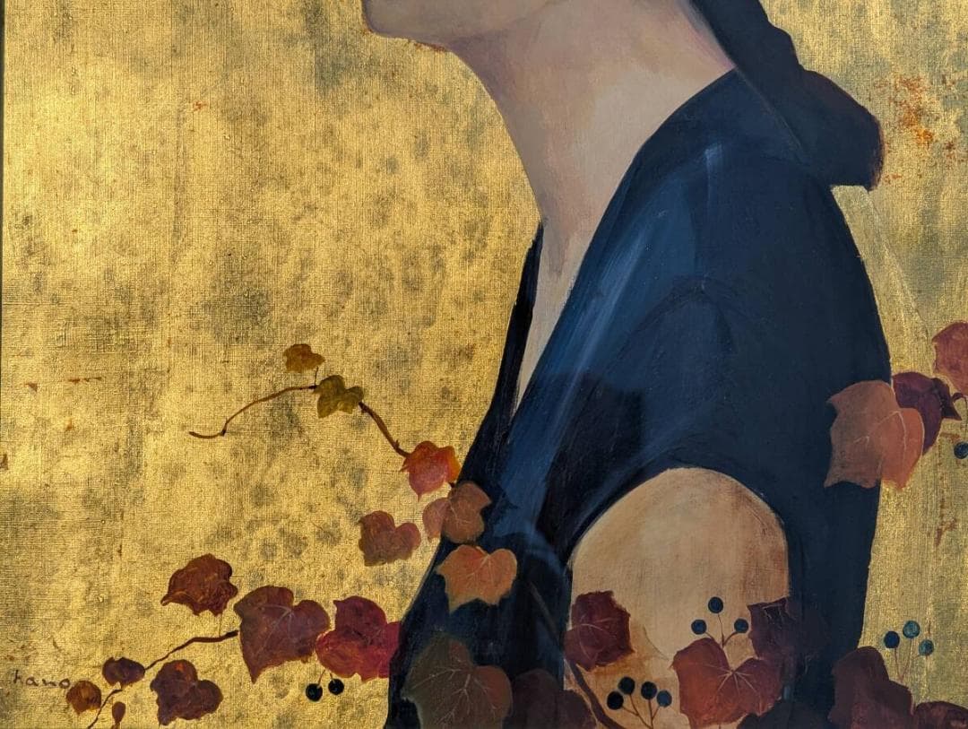 【真作】絵画　土野秀信　油彩6号　怜　現代美人画　箱・黄袋入　X153