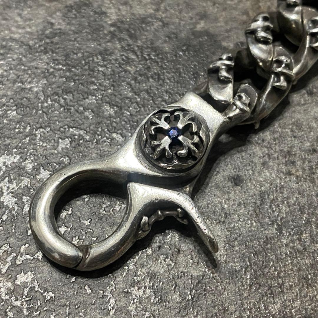 A&G シルバー サファイア クロス フレア ファンシー チェーン ブレスレット