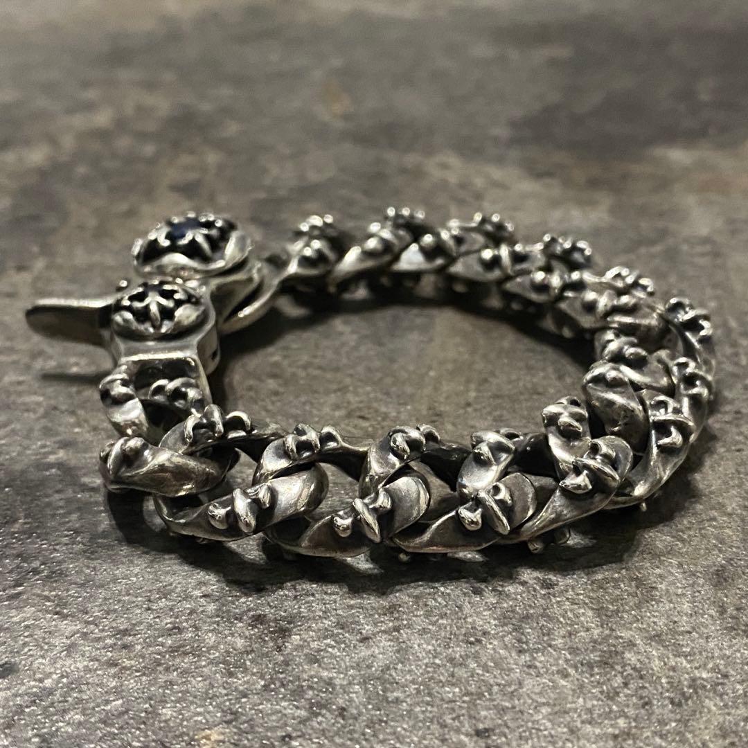 A&G シルバー サファイア クロス フレア ファンシー チェーン ブレスレット