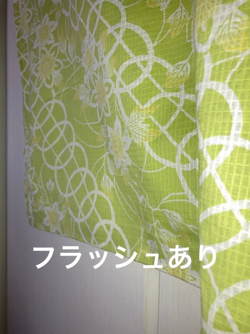 未使用　しつけ糸付　三勝　浴衣　黄緑　鉄線（テッセン）Mサイズ