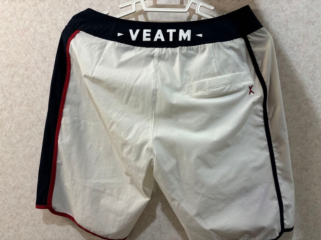 VEATM サーフパンツ　Sサイズ ホワイト/レッド/ネイビー