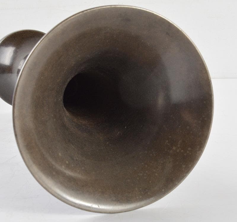 中国　古銅宣徳銅　砂張饕餮文觚　M　R4852