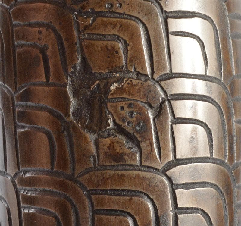 中国　古銅宣徳銅　砂張饕餮文觚　M　R4852