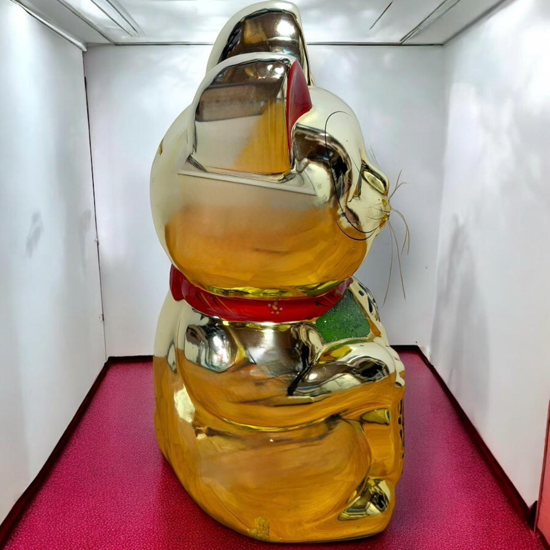 ☆送料無料 開運 金運上昇 幸せを招く 幸運の金色 招き猫 黄金 貯金箱 宝くじ