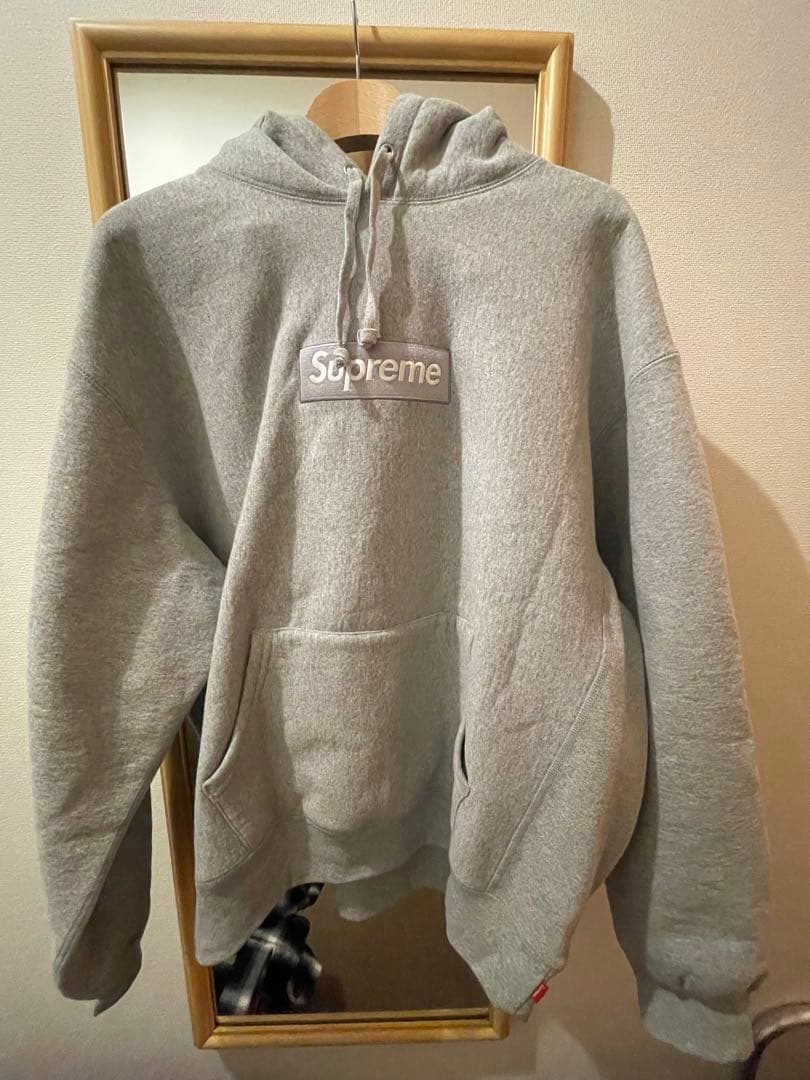Supreme box logo ボックスロゴ グレーフーディー　パーカー
